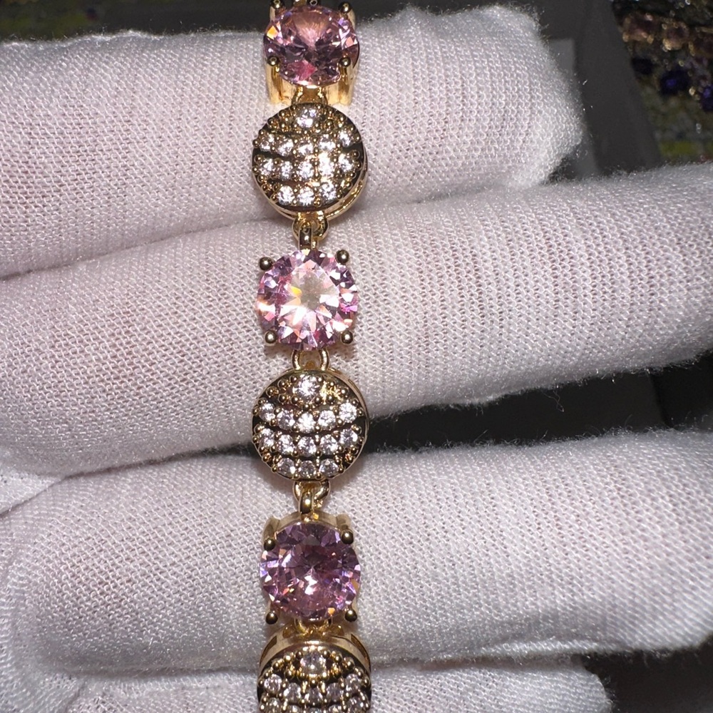 Elegant pink Moissanite Diamond gold-plated 925 brecelet